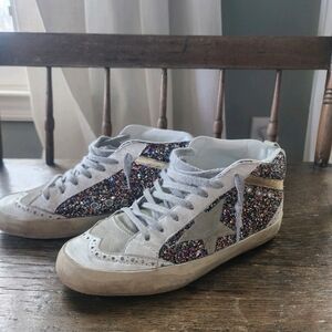 Multi-colored glitter Golden Goose Midstars size 37